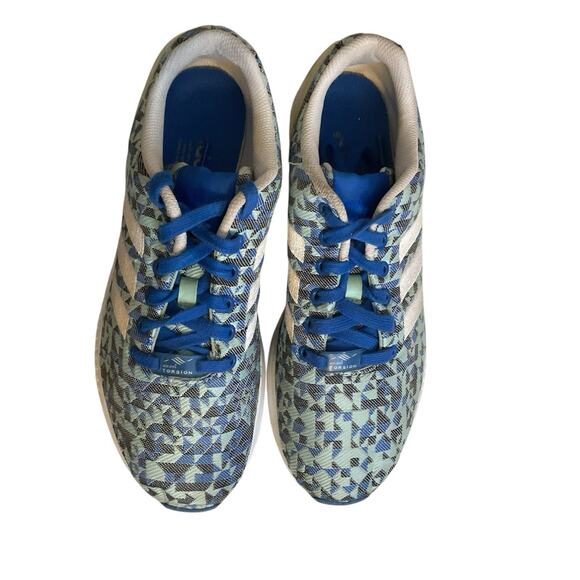 adidas ZX Flux Men's 8.5 Blue Green Geometric Weave Multicolor Torsion Sneakers - Picture 15 of 16